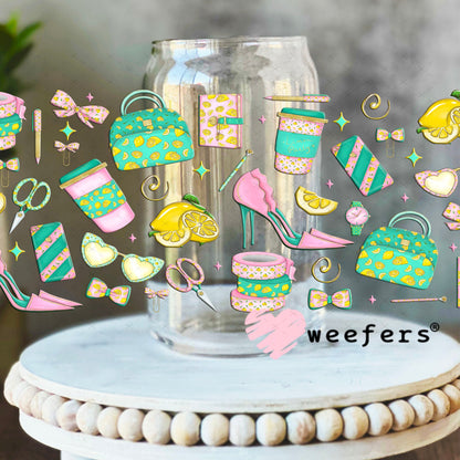 Lemon Pink and Green Girl Planner UV DTF Cup Wrap - Exclusive WEEFERS WRAP 16oz Libbey Glass Original Size Cup Wrap Weefers