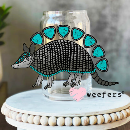Armadillo UV DTF Decal 16oz Libbey Glass Original Size Weefers