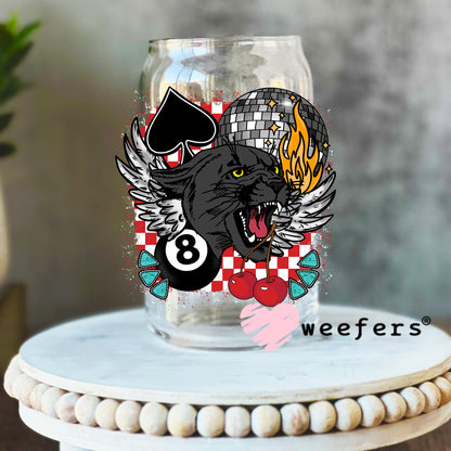 Black Panther Eightball UV DTF Decal 16oz Libbey Glass Original Size Weefers