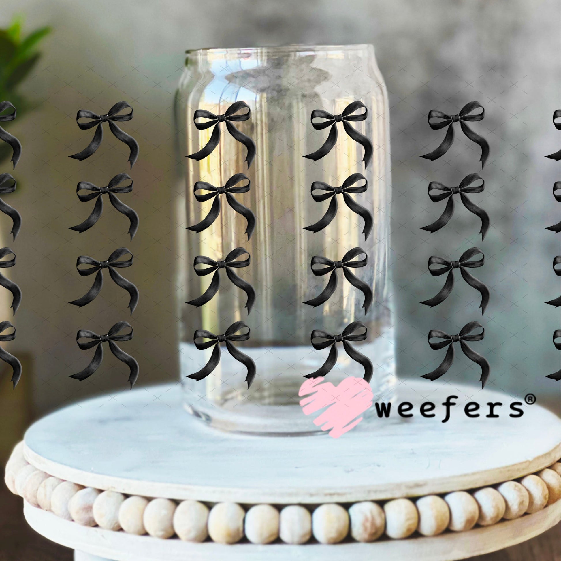 Dainty Black Bows Elements UV DTF Cup Wrap - Weefers Exclusive Wrap Weefers