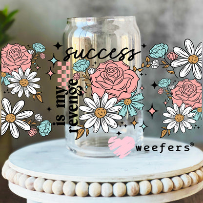 Success Is My Revenge UV DTF Cup Wrap 16oz Libbey Glass Original Size Weefers