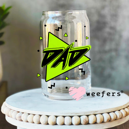 Dad Neon Green UV DTF Decal 16oz Libbey Glass Original Size Weefers
