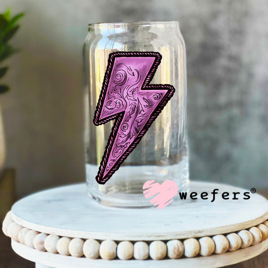 Purple Lightening Bolt UV DTF Decal 16oz Libbey Glass Original Size Weefers