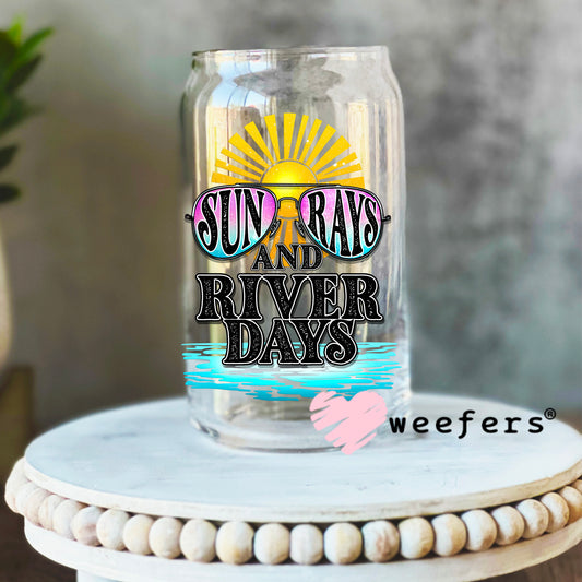 Sun Rays and River Days UV DTF Decal 16oz Libbey Glass Original Size Weefers