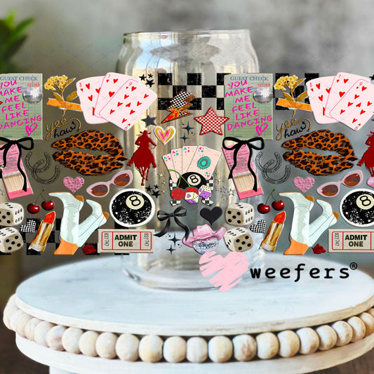 You Make Me Feel Like Dancing UV DTF Cup Wrap - Weefers Exclusive Wrap 16oz Libbey Glass Original Size Cup Wrap Weefers