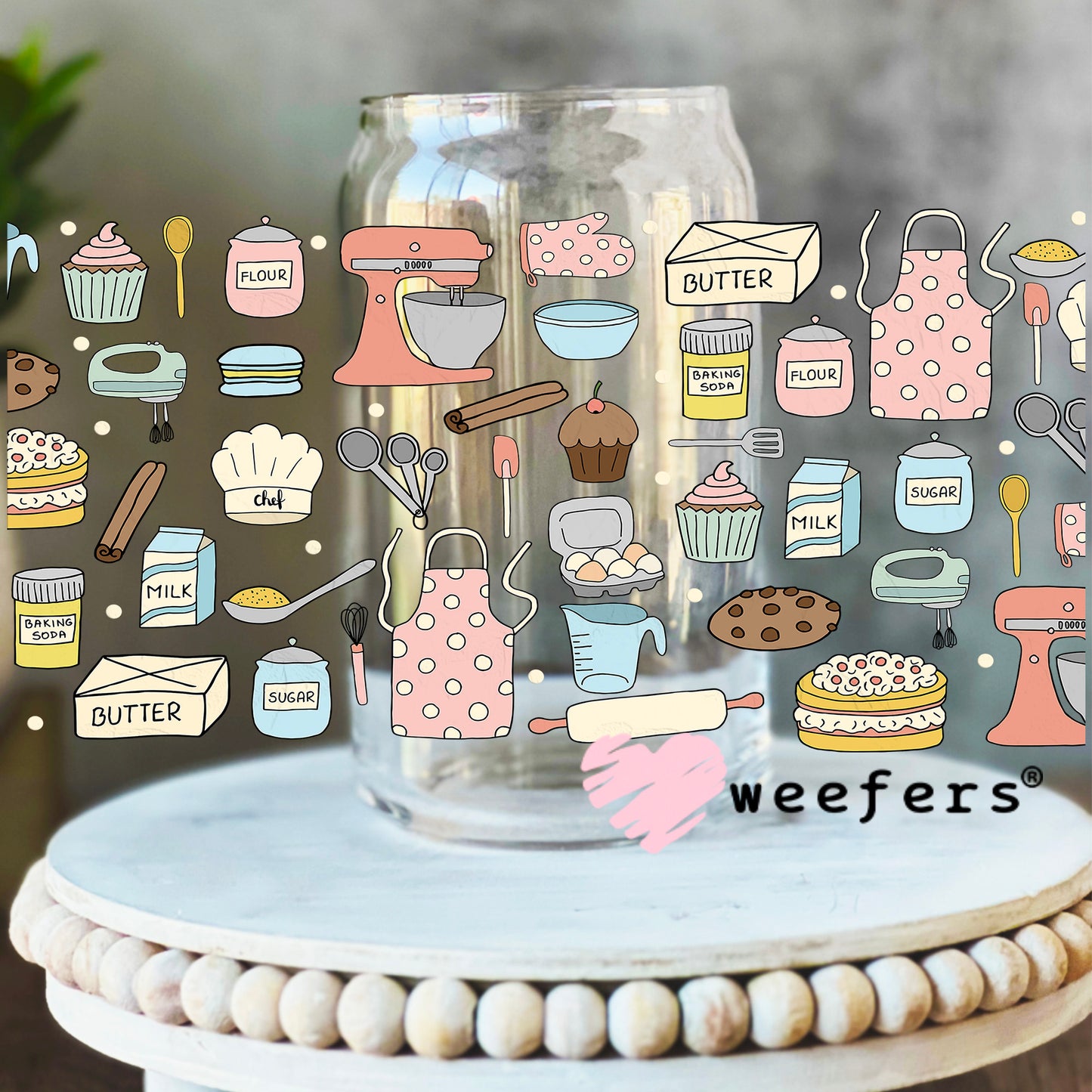 Bakers Favorite Things UV DTF Cup Wrap - Weefers Exclusive Wrap 16oz Libbey Glass Original Size Weefers