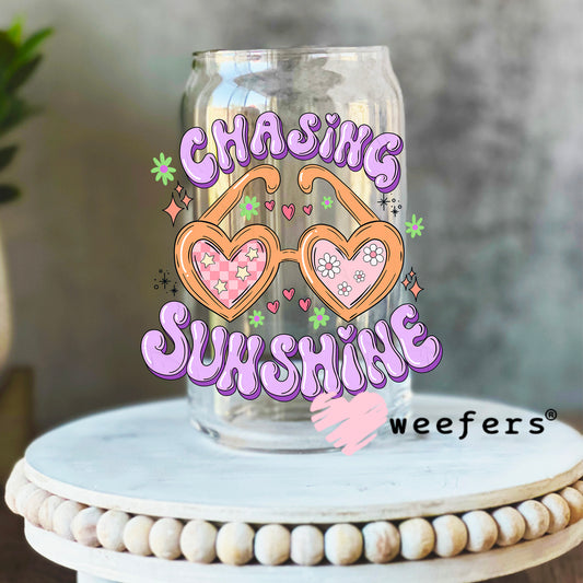 Chasing Sunshine UV DTF Decal 16oz Libbey Glass Original Size Weefers