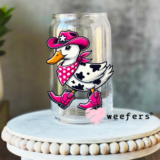 Cowboy Duck UV DTF Decal 16oz Libbey Glass Original Size Weefers