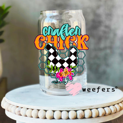 Crafter Chick UV DTF Decal 16oz Libbey Glass Original Size Weefers