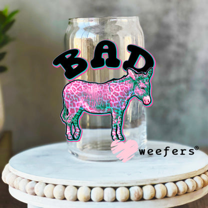 Bad Donkey UV DTF Decal 16oz Libbey Glass Original Size Weefers