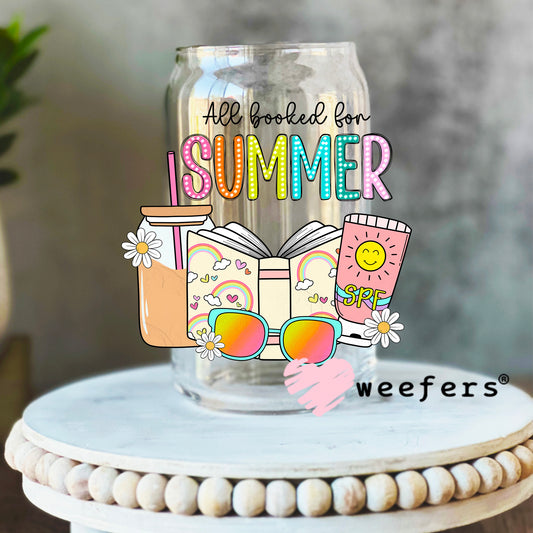 All Booked for Summer UV DTF Decal 16oz Libbey Glass Original Size Weefers