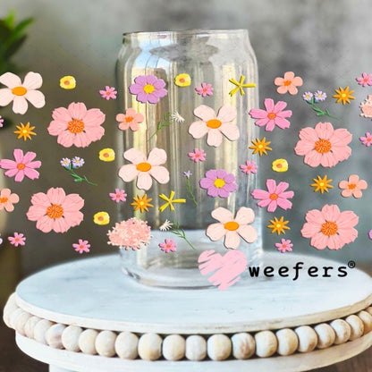 Pastel Wild Flowers UV DTF Cup Wrap - Weefers Exclusive Wrap 16oz Libbey Glass Original Size Cup Wrap Weefers