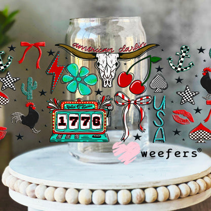 1776 Western 4th of July UV DTF Cup Wrap - Weefers® Exclusive Wrap 16oz Libbey Glass Original Size Cup Wrap Weefers