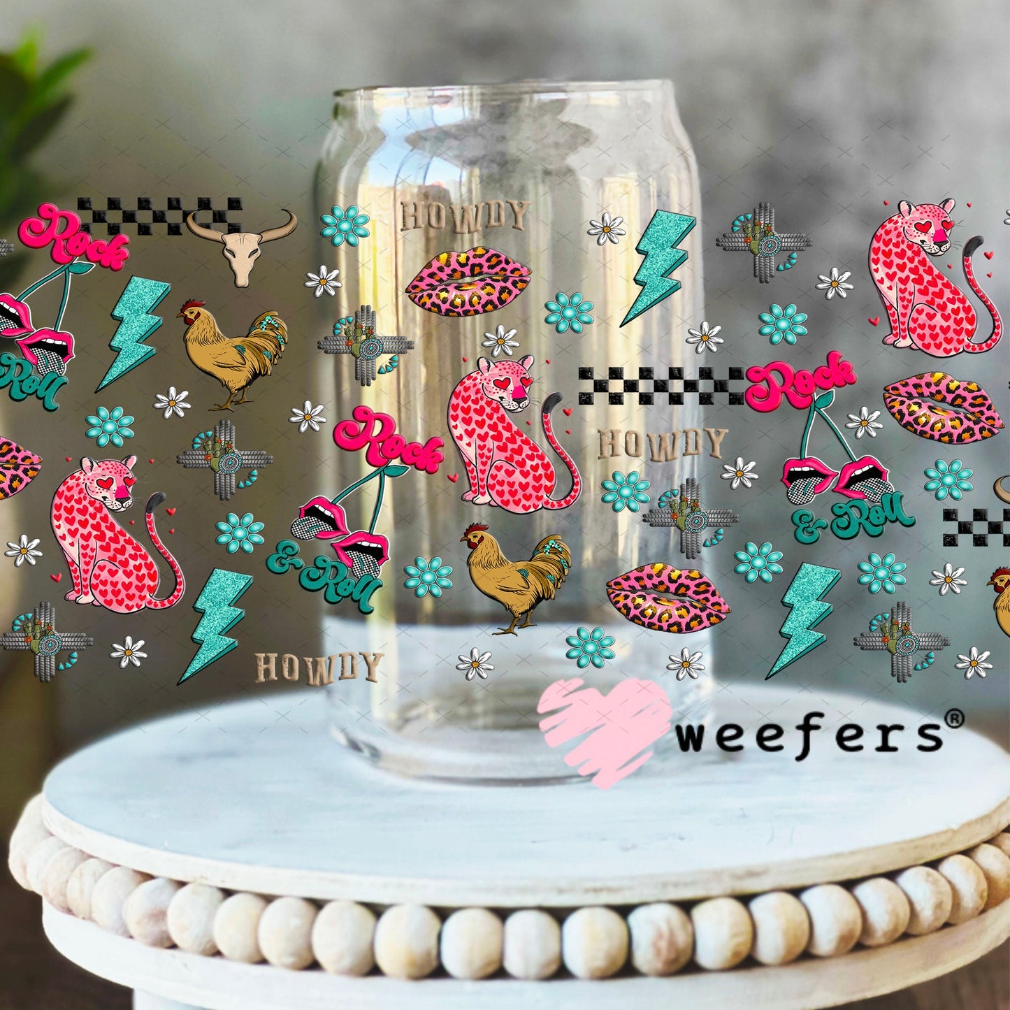 Gypsy Cowgirl Sidekick UV DTF Cup Wrap - Weefers Exclusive Wrap 16oz Libbey Glass Original Size Cup Wrap Weefers
