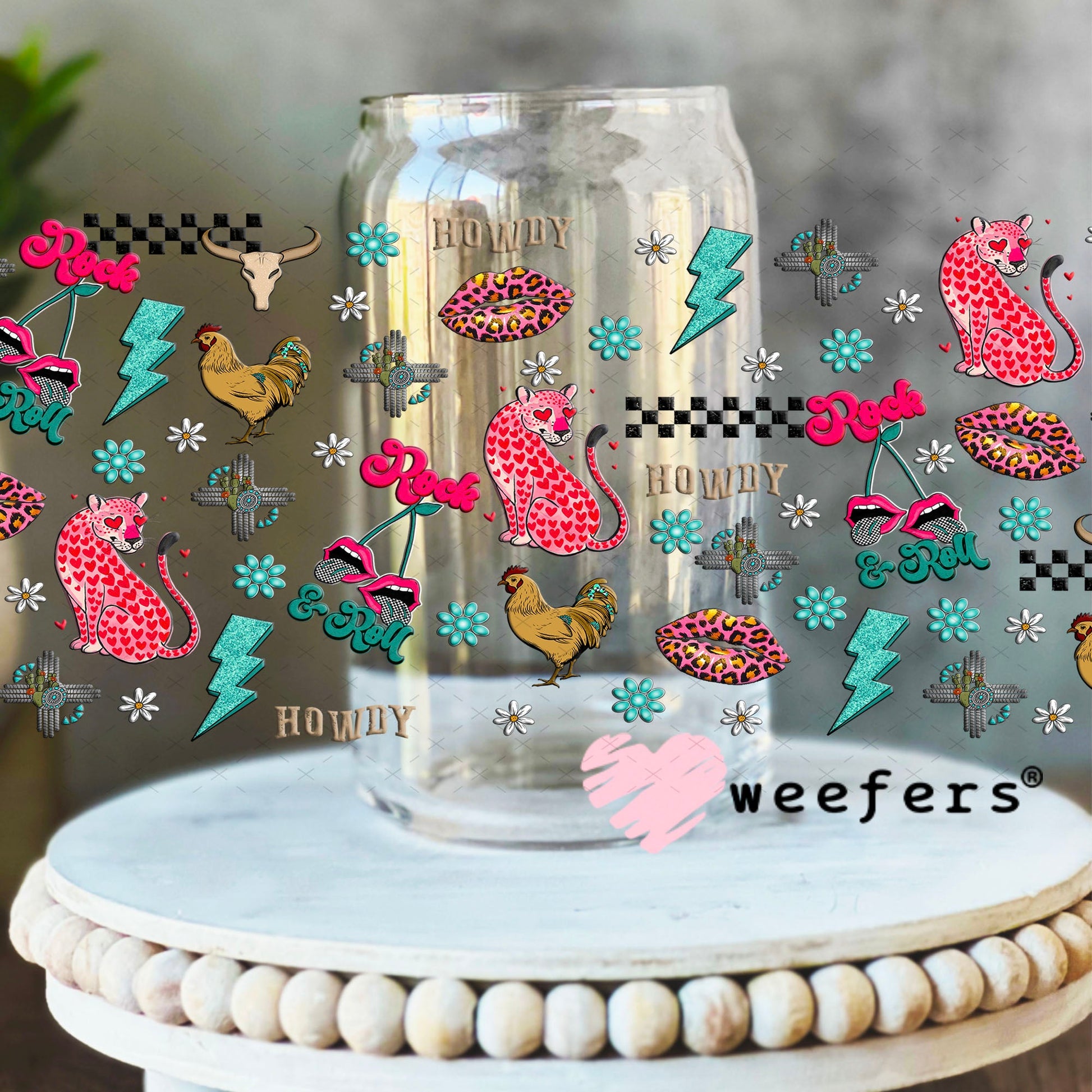 Gypsy Cowgirl Sidekick UV DTF Cup Wrap - Weefers Exclusive Wrap 16oz Libbey Glass Original Size Cup Wrap Weefers