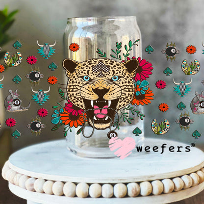 Cheetah Eightball UV DTF Cup Wrap - Weefers Exclusive Wrap 16oz Libbey Glass Original Size Cup Wrap Weefers
