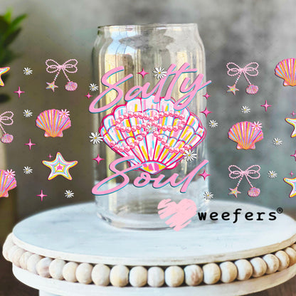 Pink Salty Soul UV DTF Cup Wrap - Weefers Exclusive Wrap 16oz Libbey Glass Original Size Cup Wrap Weefers