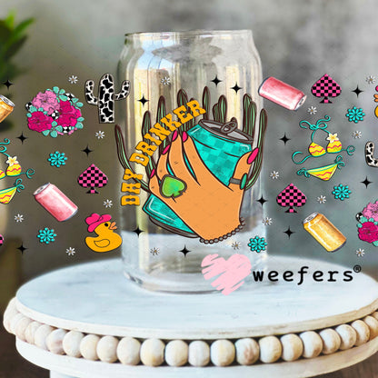 Day Drinker UV DTF Cup Wrap - Weefers Exclusive Wrap 16oz Libbey Glass Original Size Cup Wrap Weefers