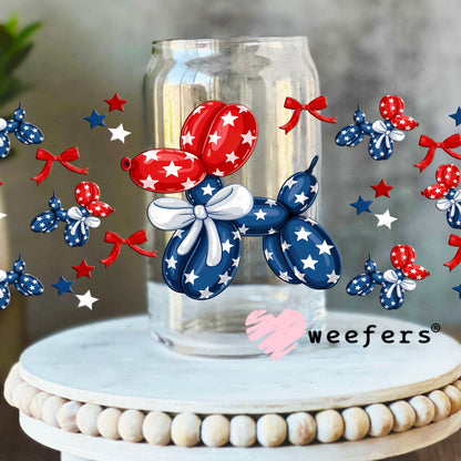 USA Patriot Balloon Dog UV DTF Cup Wrap - Weefers Exclusive Wrap 16oz Libbey Glass Original Size Cup Wrap Weefers