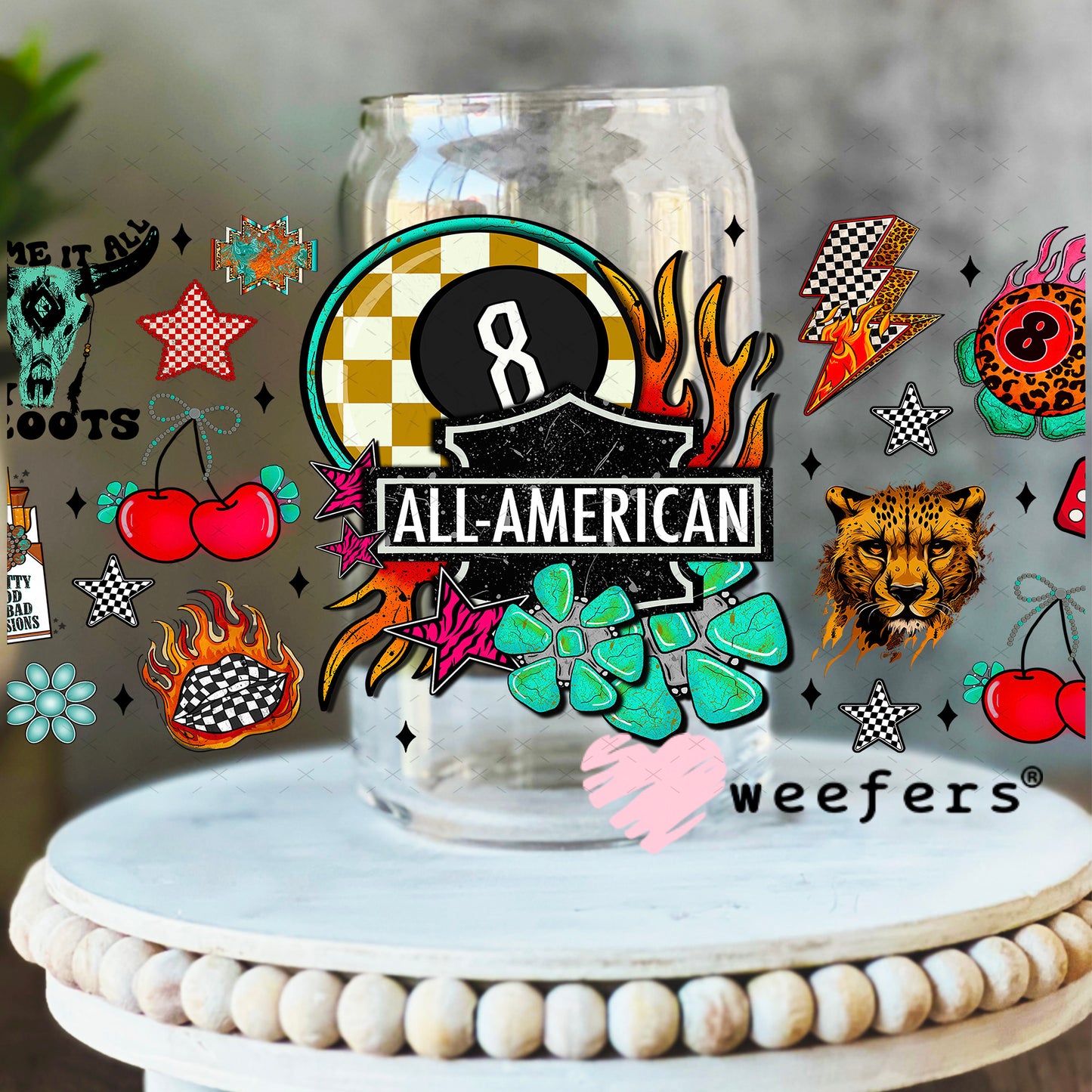 All American UV DTF Cup Wrap - Weefers Exclusive Wrap 16oz Libbey Glass Original Size Weefers