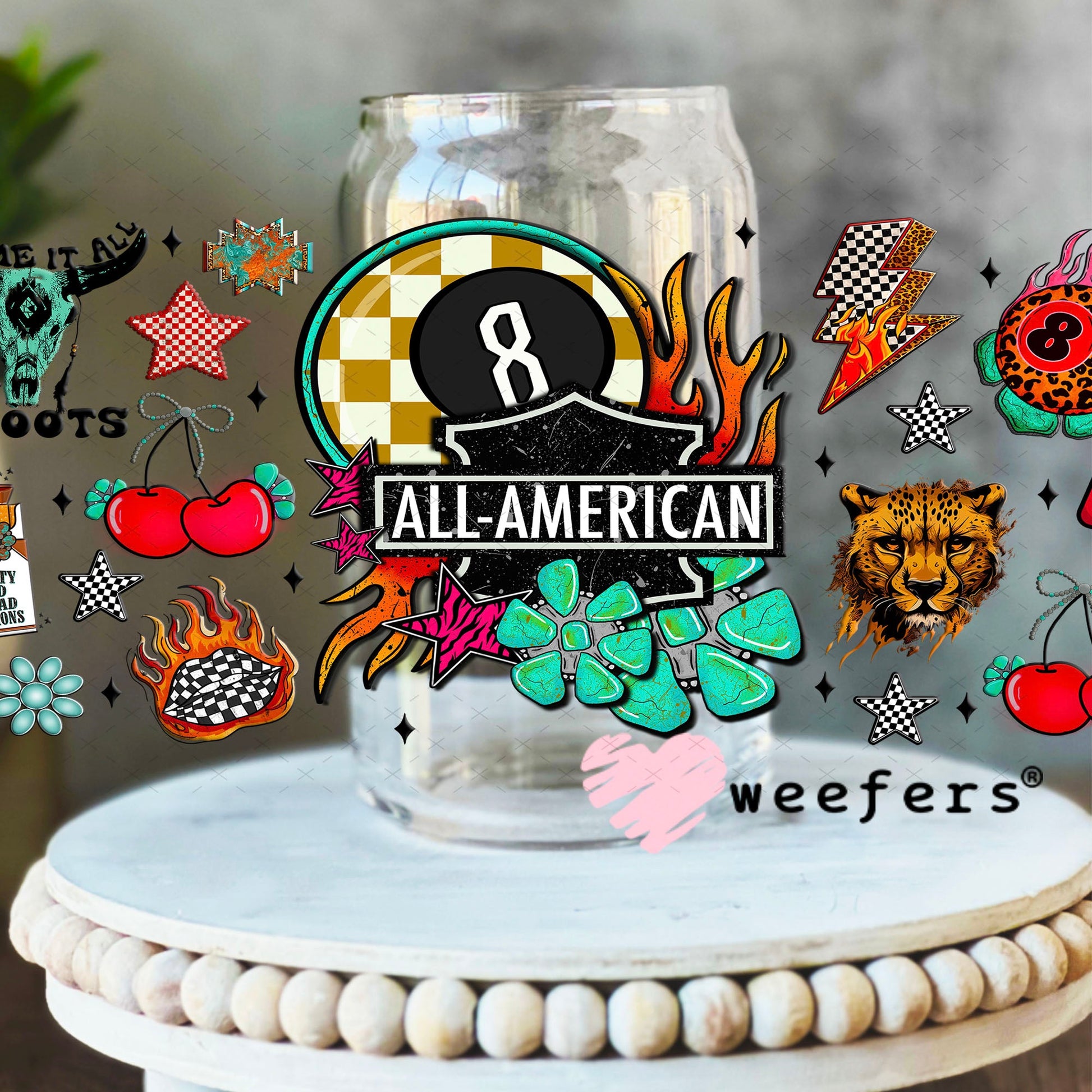 All American UV DTF Cup Wrap - Weefers Exclusive Wrap 16oz Libbey Glass Original Size Cup Wrap Weefers