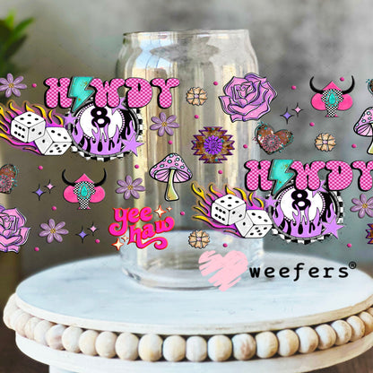 Howdy Purple Eightball UV DTF Cup Wrap - Weefers Exclusive Wrap 16oz Libbey Glass Original Size Cup Wrap Weefers