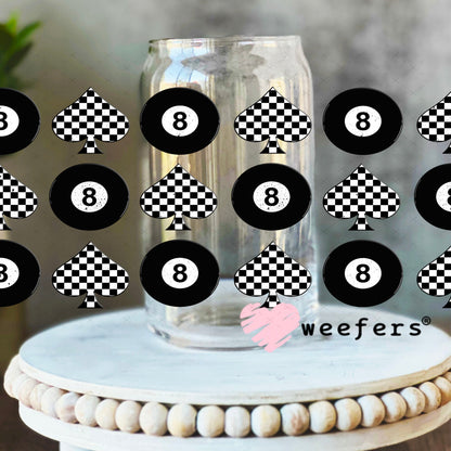 Spade Checkered UV DTF Cup Wrap - Weefers Exclusive Wrap 16oz Libbey Glass Original Size Cup Wrap Weefers
