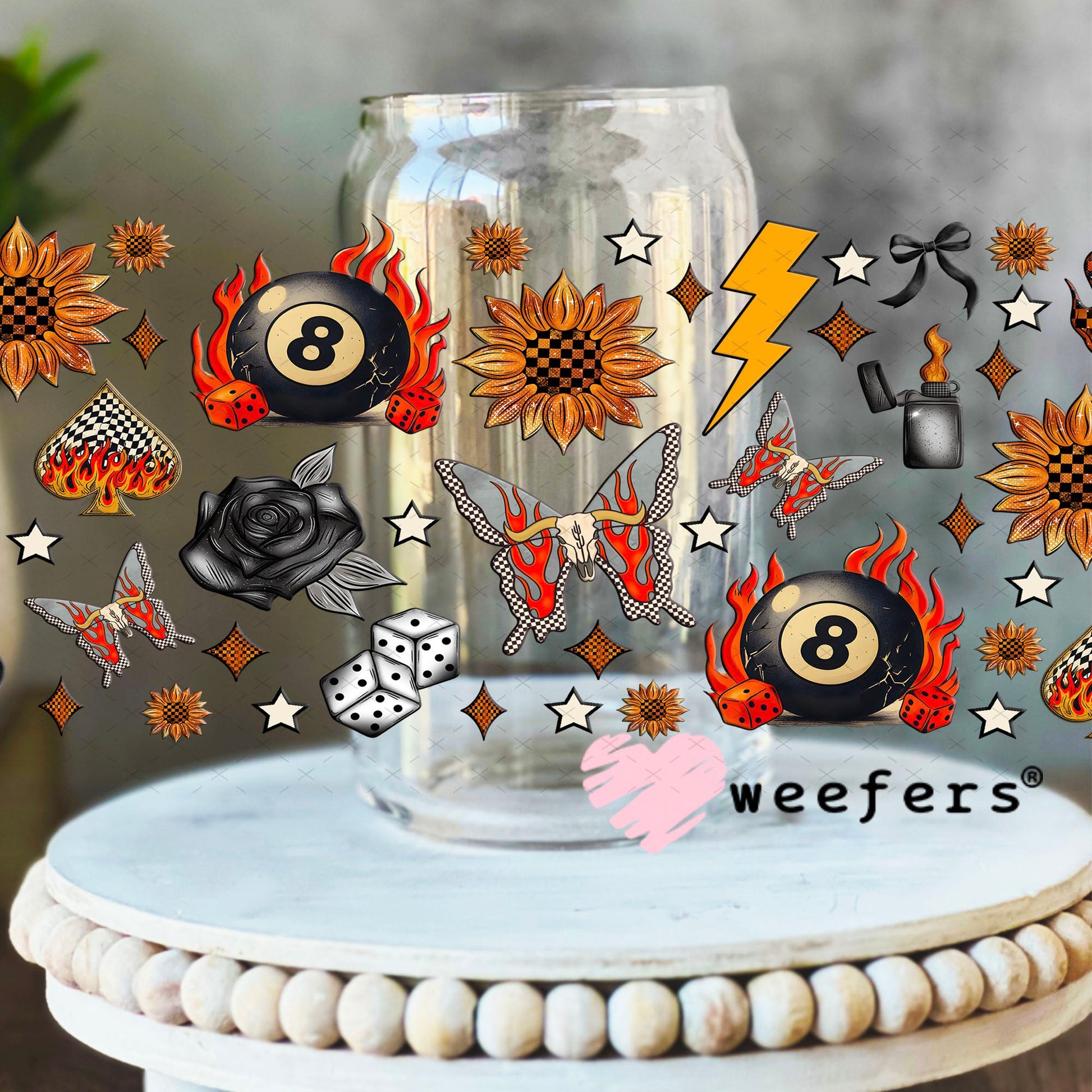 Baby I'm a Wild Card Sidekick UV DTF Cup Wrap - Weefers Exclusive Wrap 16oz Libbey Glass Original Size Cup Wrap Weefers