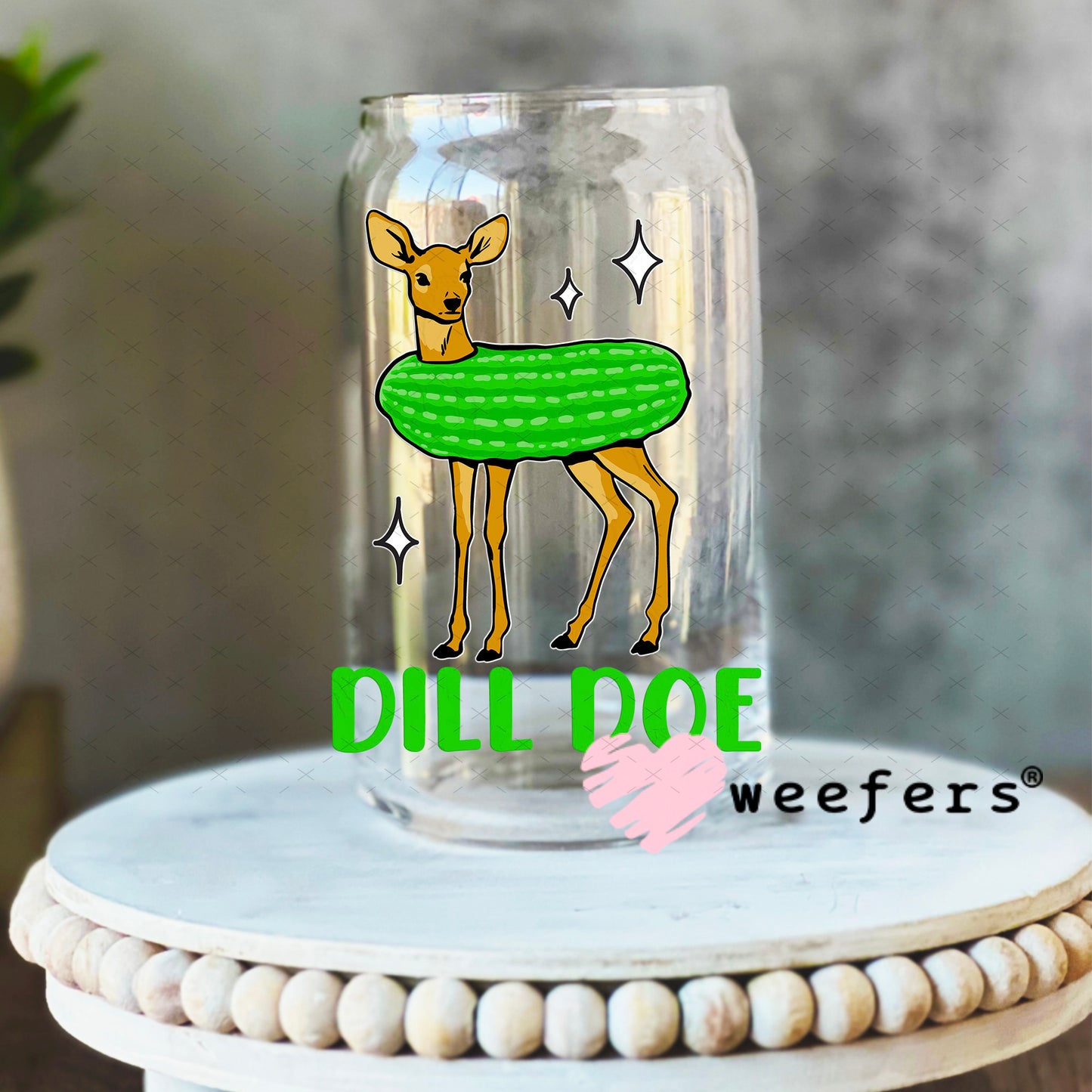 Dill Doe UV DTF Decal 16oz Libbey Glass Original Size Weefers