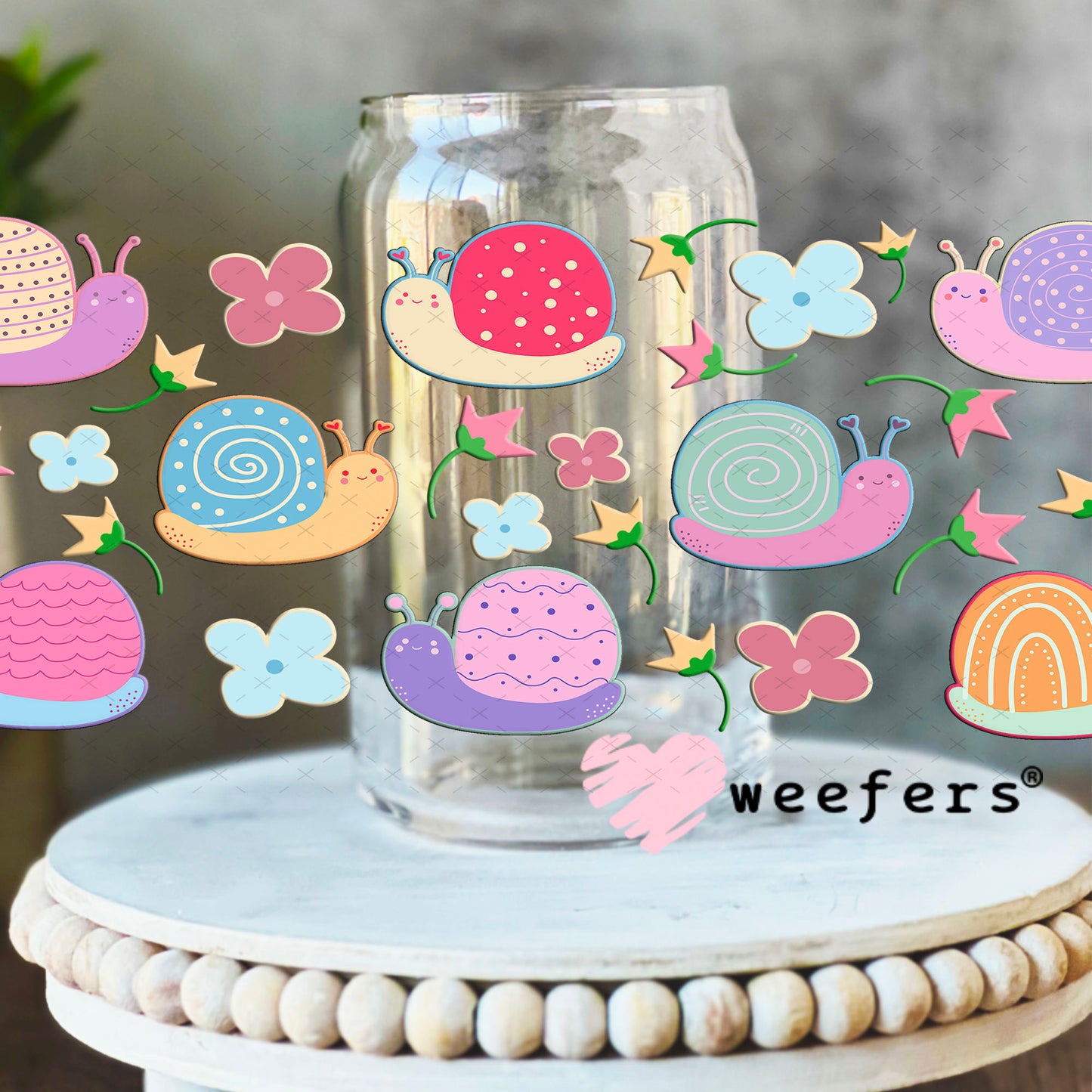 Happy Snails UV DTF Cup Wrap - Weefers Exclusive Wrap 16oz Libbey Glass Original Size Weefers