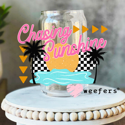 Chasing Sunshine UV DTF Decal 16oz Libbey Glass Original Size Weefers
