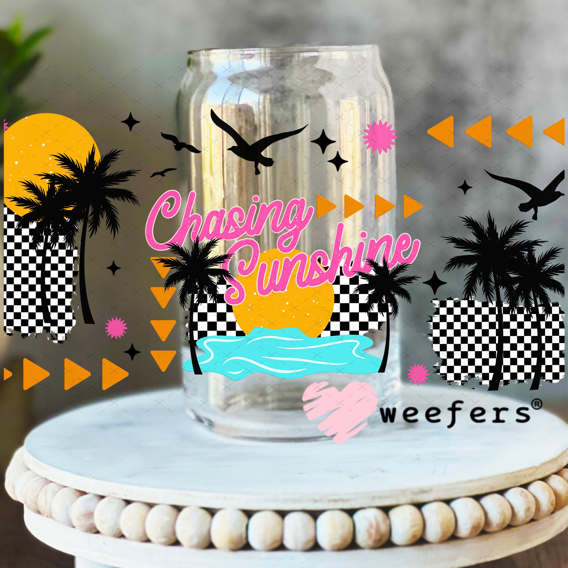 Chasing Sunshine UV DTF Cup Wrap 16oz Libbey Glass Original Size Weefers