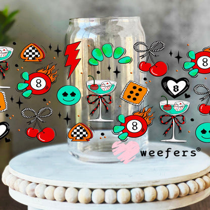 Red Eightball Orange Dice UV DTF Cup Wrap - Weefers Exclusive Wrap Weefers