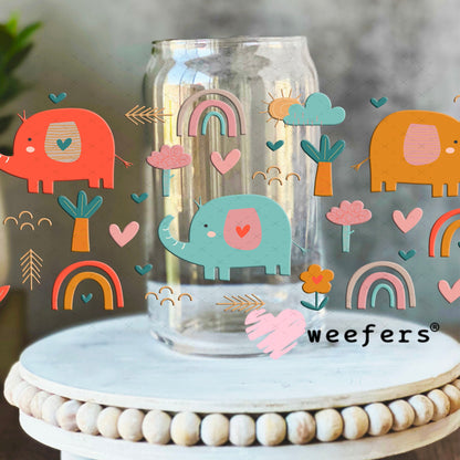 Whimsical Elephants and Rainbows UV DTF Cup Wrap - Weefers Exclusive Wrap Weefers