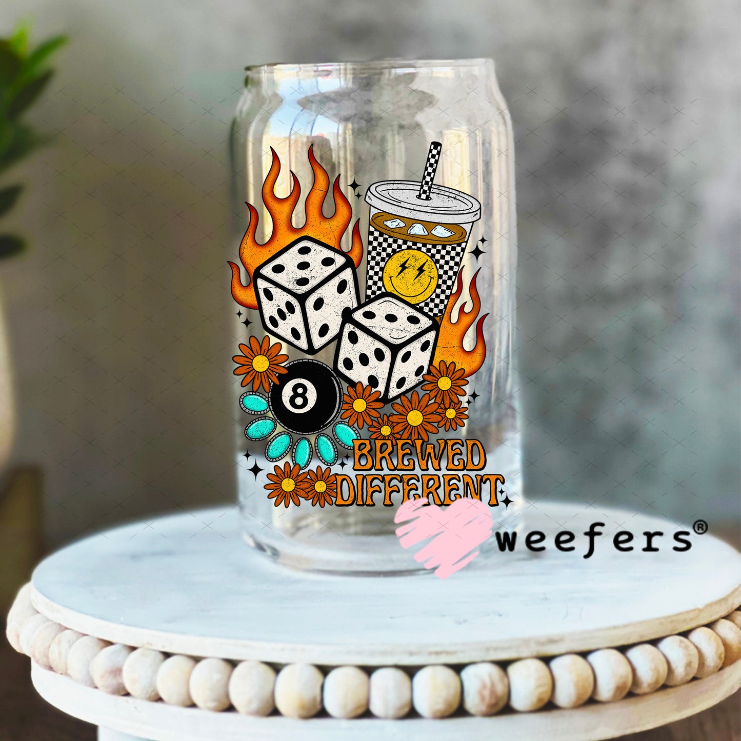 Brewed Different UV DTF Decal 16oz Libbey Glass Original Size Weefers