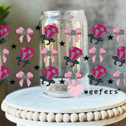Magenta Ring Pops and Bows UV DTF Cup Wrap - Weefers Exclusive Wrap 16oz Libbey Glass Original Size Weefers