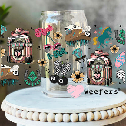 Cowgirl Blues UV DTF Cup Wrap - Weefers Exclusive Wrap 16oz Libbey Glass Original Size Weefers