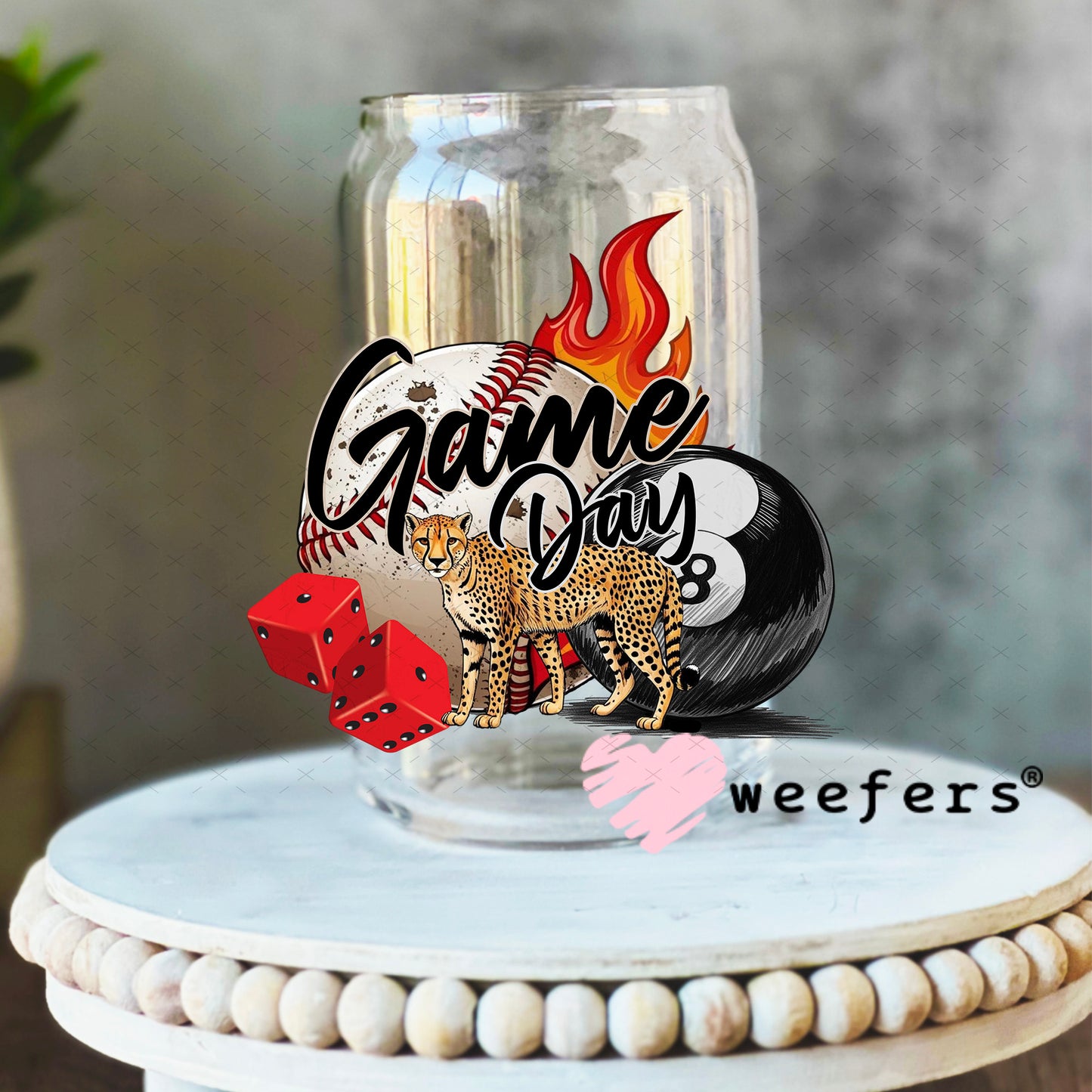 Game Day Bringing the Heat UV DTF Decal 16oz Libbey Glass Original Size Weefers
