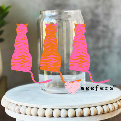 Pink and Orange Tigers UV DTF Decal 16oz Libbey Glass Original Size Weefers