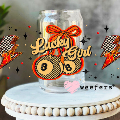 Lucky Girl Lightening Bolt Eight Balls UV DTF Cup Wrap - Weefers Exclusive Wrap Weefers