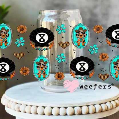 Western Dachshund and Shell Eight Balls UV DTF Cup Wrap - Weefers Exclusive Wrap Weefers