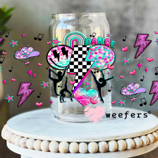 Retro Groovy Dance UV DTF Cup Wrap - Weefers Exclusive Wrap 16oz Libbey Glass Original Size Cup Wrap Weefers