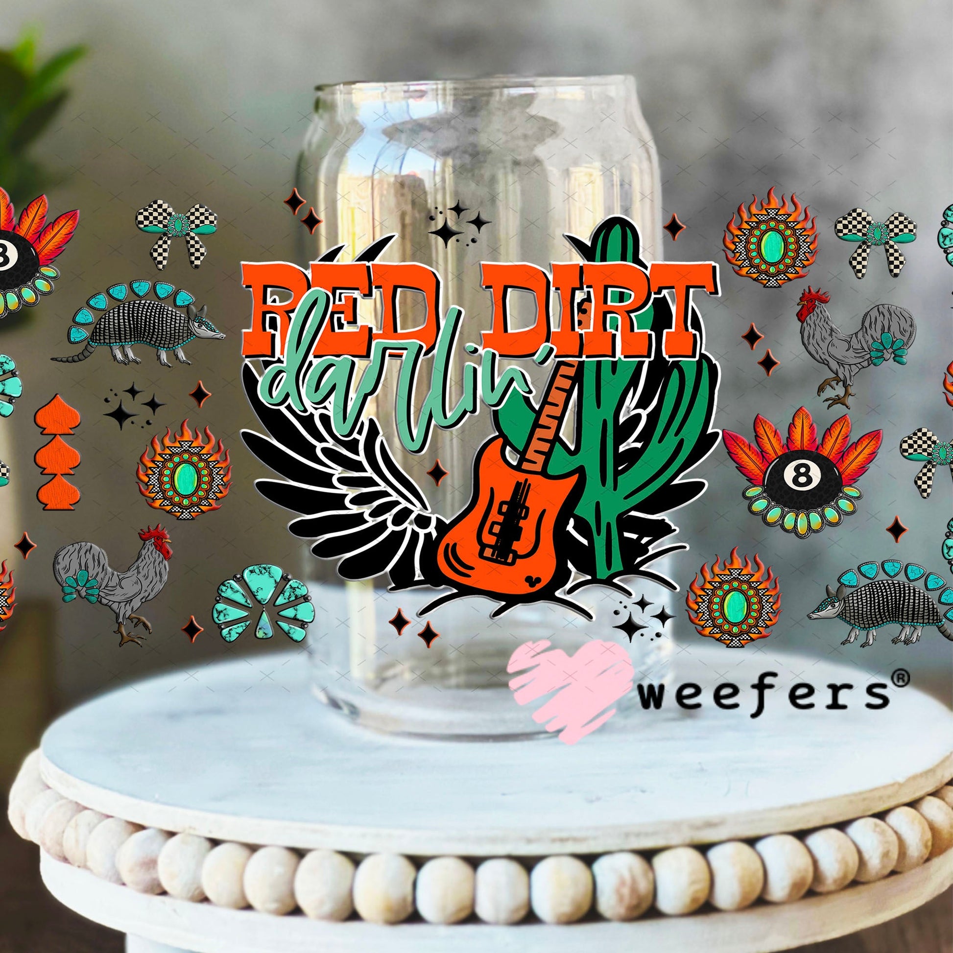 Red Dirt Darlin UV DTF Cup Wrap - Weefers Exclusive Wrap 16oz Libbey Glass Original Size Cup Wrap Weefers