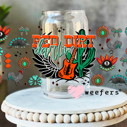 Red Dirt Darlin UV DTF Cup Wrap - Weefers Exclusive Wrap 16oz Libbey Glass Original Size Cup Wrap Weefers