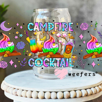 Campfire Cocktail UV DTF Cup Wrap - Weefers Exclusive Wrap 16oz Libbey Glass Original Size Cup Wrap Weefers