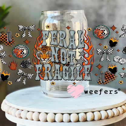 Feral Not Fragile UV DTF Cup Wrap - Weefers® Exclusive 16oz Libbey Glass Original Size Cup Wrap Weefers