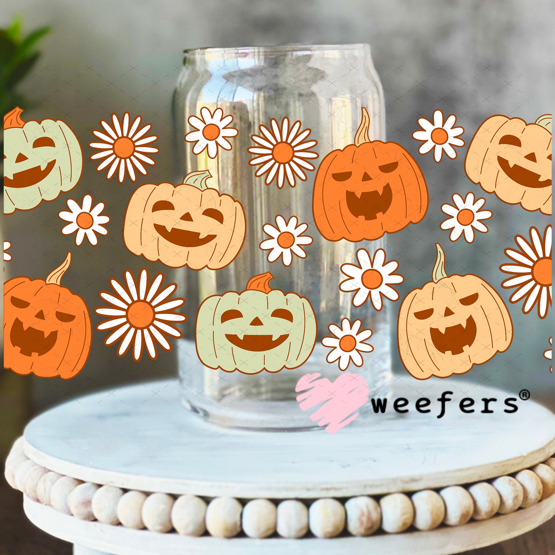 Laughing Jack-o-lanterns UV DTF Cup Wrap 16oz Libbey Glass Original Size Weefers