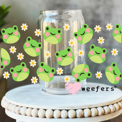 Happy Frogs UV DTF Cup Wrap 16oz Libbey Glass Original Size Weefers