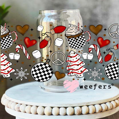 Hot Chocolate Candy Canes Christmas UV DTF Cup Wrap 16oz Libbey Glass Original Size Weefers