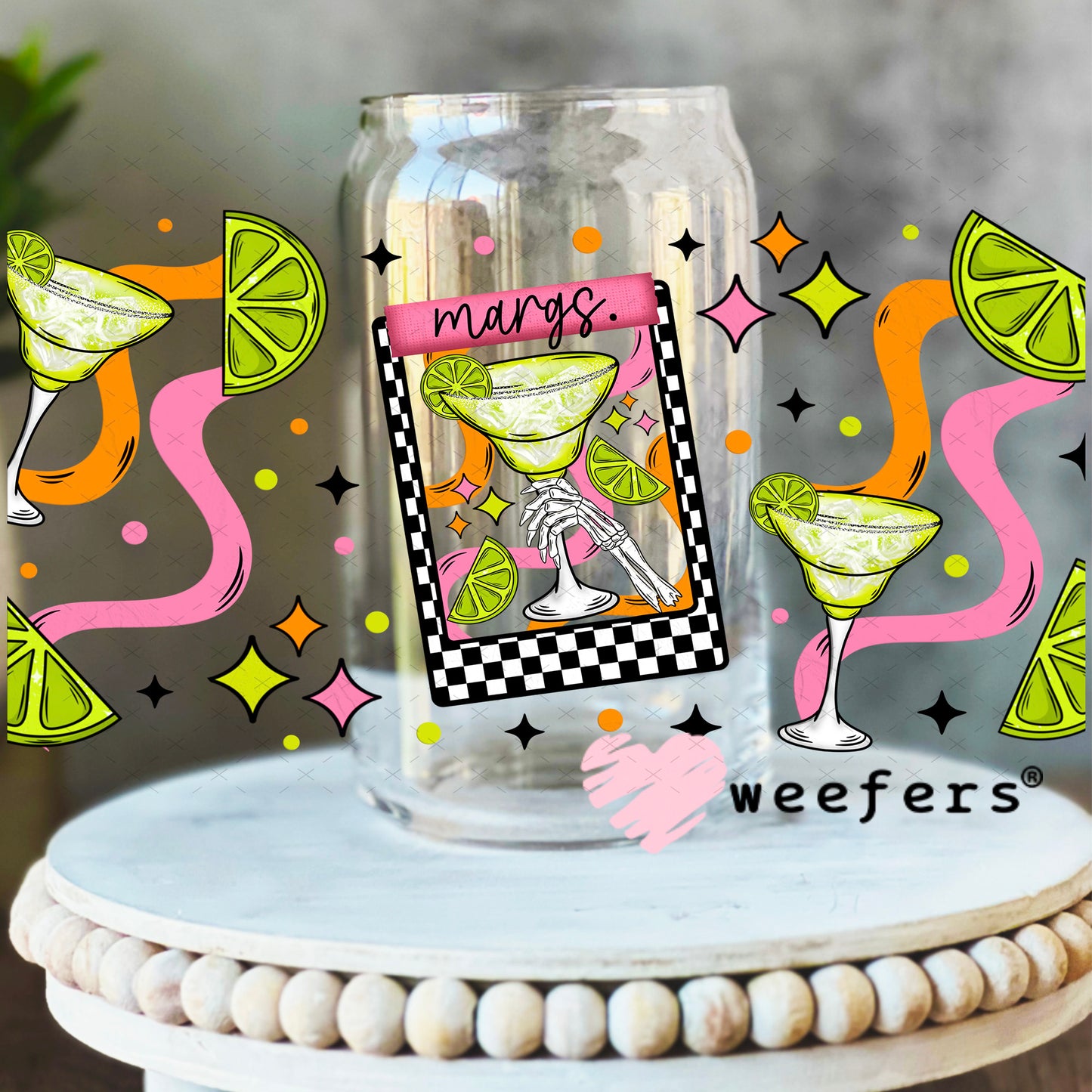 Limes and Margaritas UV DTF Cup Wrap 16oz Libbey Glass Original Size Weefers